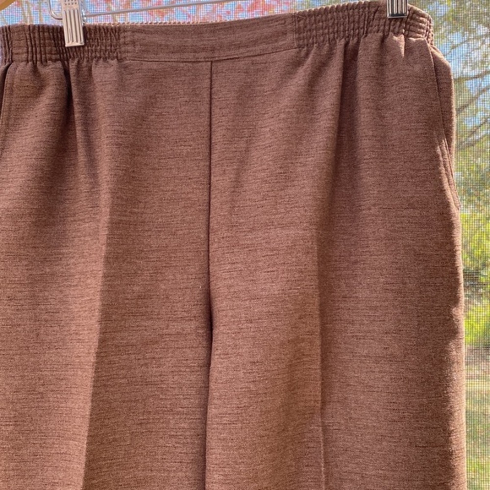 Alfred Dunner 10P Petite Chocolate Brown Pull On Pants Elastic Waist Pockets